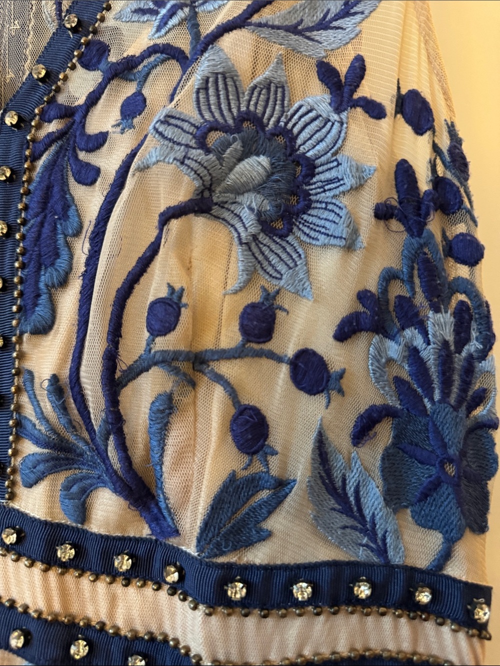 Moulinette Soeurs Blue Embroidered Floral Maxi Dress - Picture 5 of 13